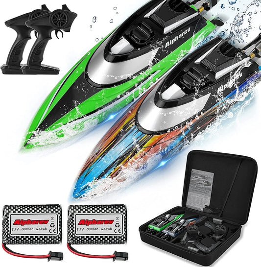 2 Packs RC Boat with Case, 20+ MPH Remote Control Boat for Pool Lake, RC Toys for Adults Kids